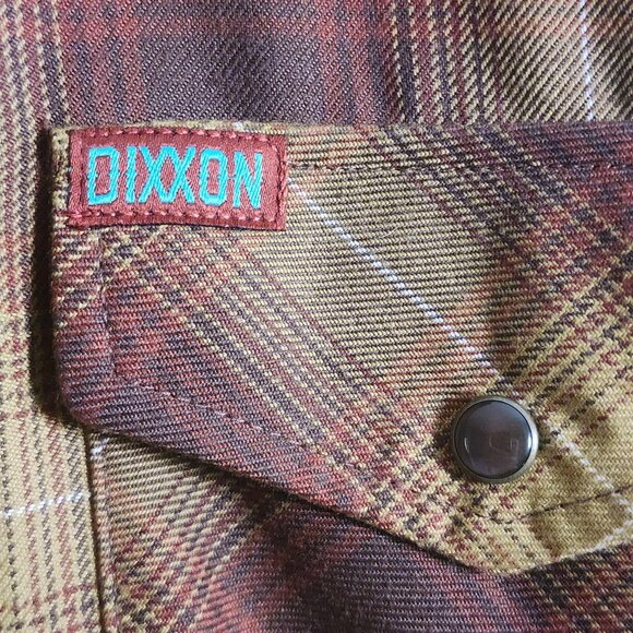 Dixxon Shirt Mens Extra Large Brown Yellow Plaid Goldfield Flannel Snap Front - Picture 3 of 11